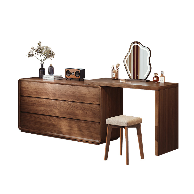 Wardrobe de madera maciza en un dormitorio simple moderno 2025 nuevo armario de almacenamiento de cama antigua mesa de maquillaje