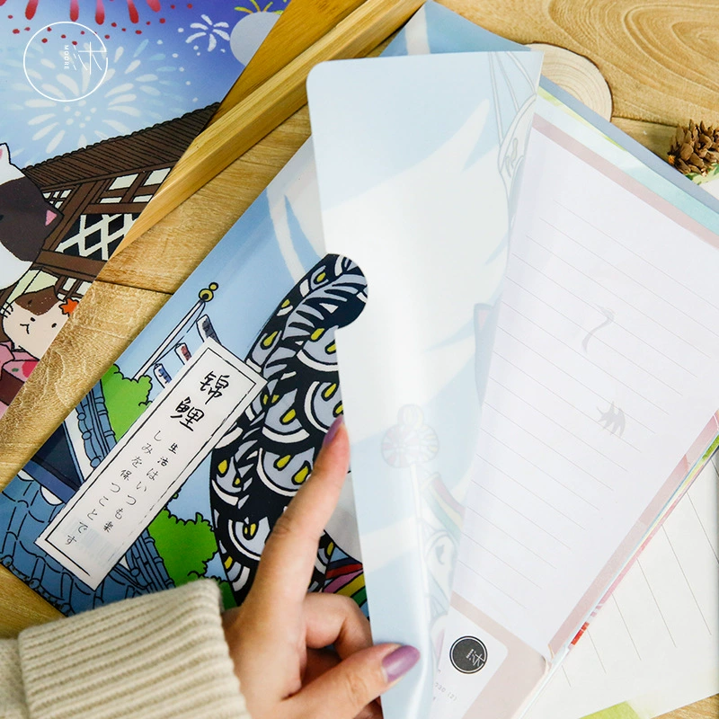 沐染 Pp folder Falling Cherry Cat Sakura Creative Japanese Student Test Paper Office Storage Files Files Information Folder