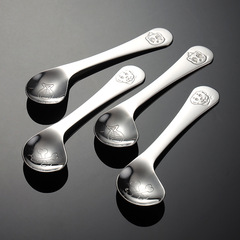 Stainless steel 304 baby eating curved handle training spoon with cartoon pattern creative infant practice tablespoon