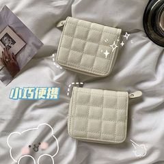 格子短款钱包女迷你小卡包2025韩版拉链钱夹可爱零钱包学生供应链
