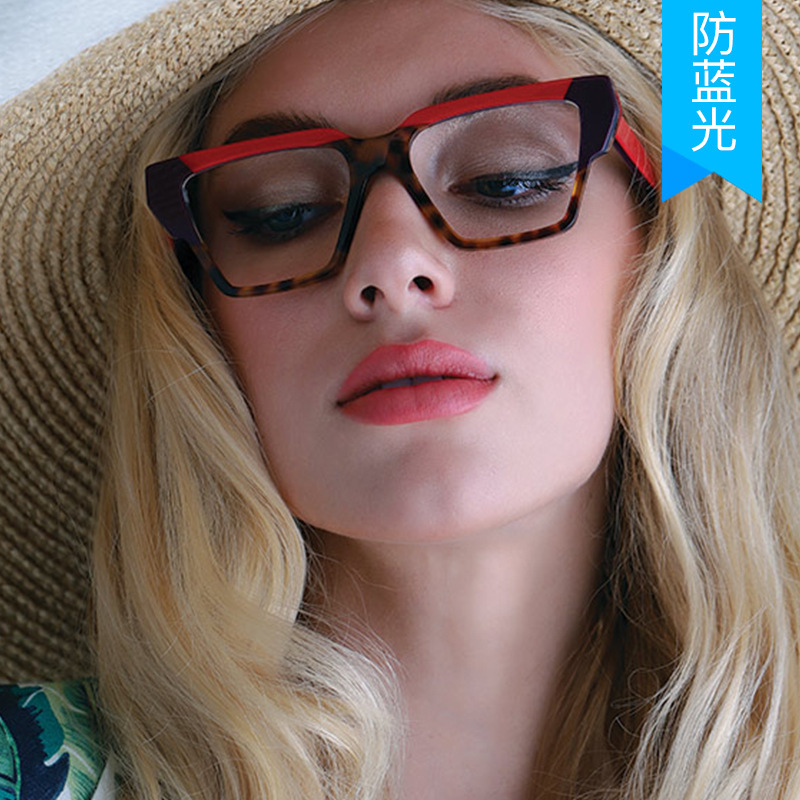 Cuadrados tr90 gafas marco transfronterizo personalizado Internet celebridad contraste color liso gafas calle tiro ordenador gafas marco para las mujeres