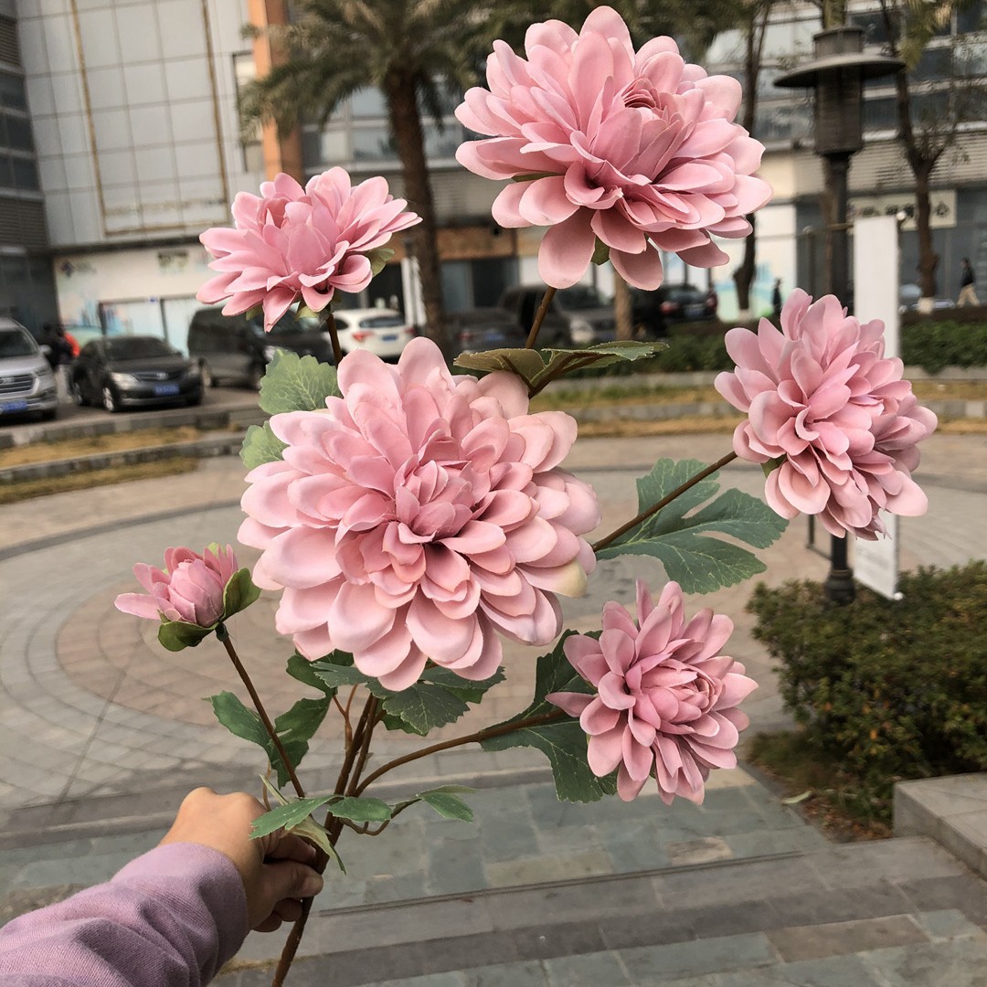 Simulación del Día de San Valentín rosa fabricante 3 sola rama multi-cabeza rosa decoración de la boda flor falsa al por mayor