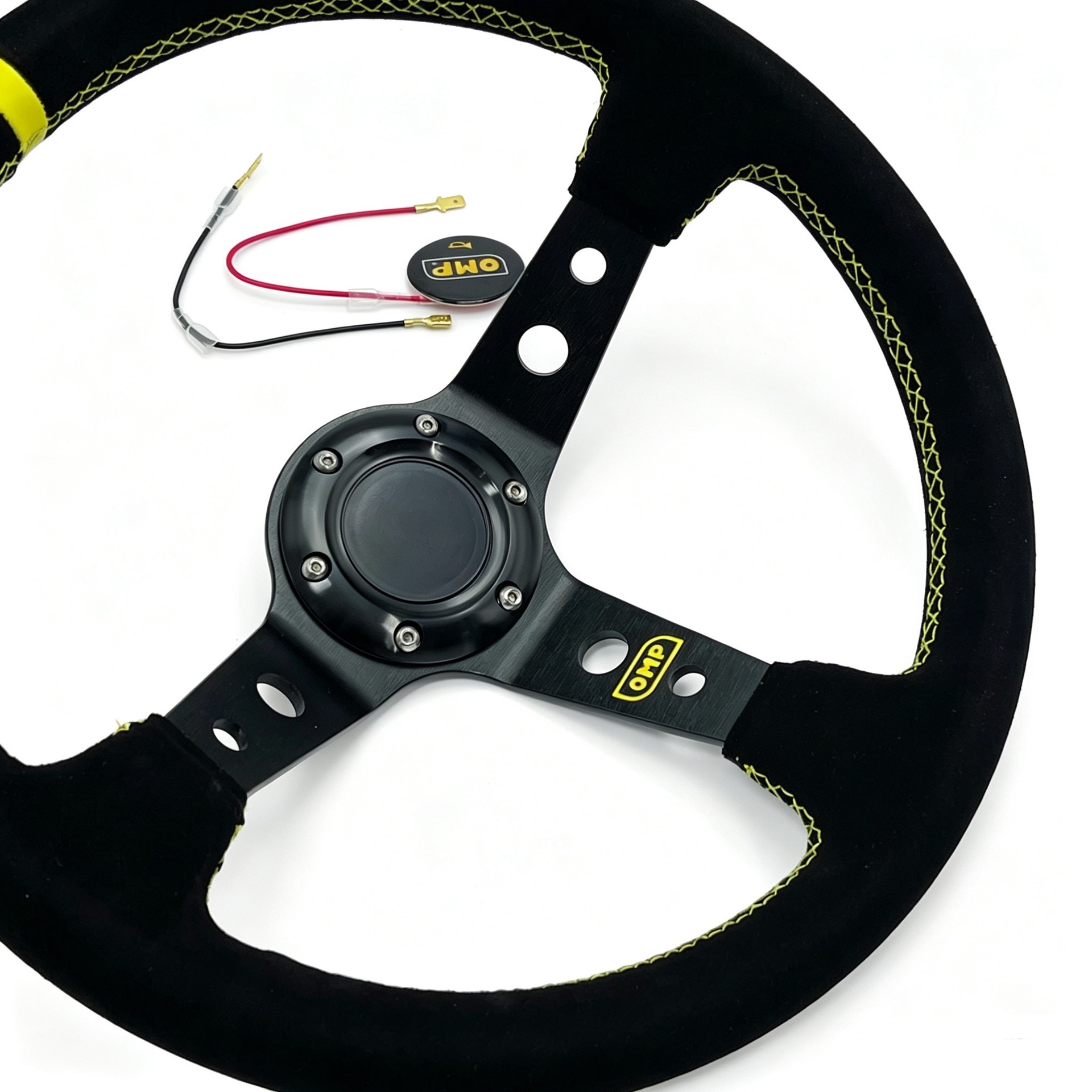 In-Stock Wholesale Omp Black Suede Deep Concave Classic Racing Steering Wheel Car Steering Wheel