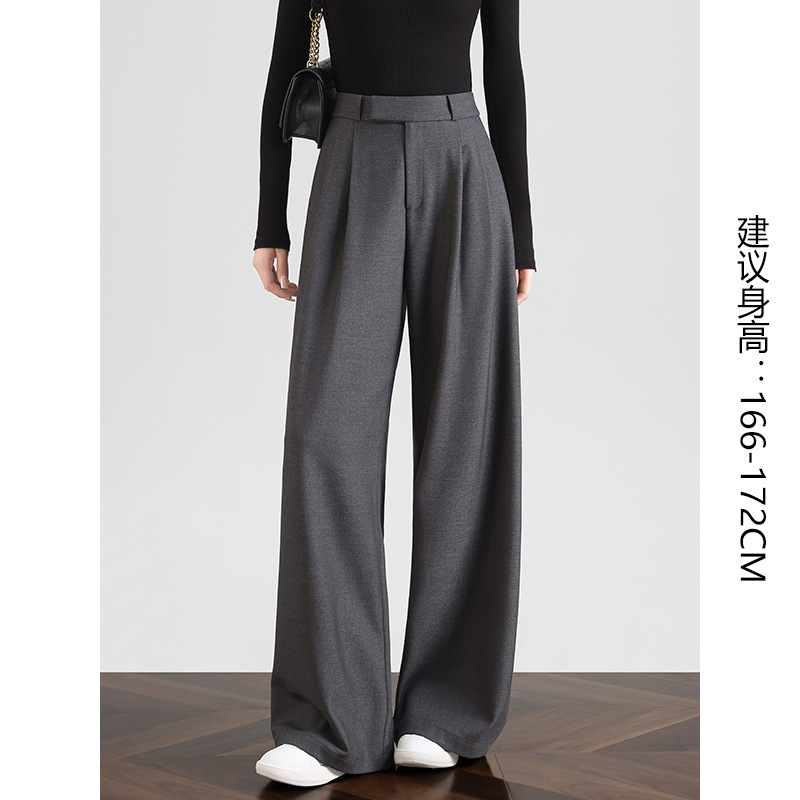 加长版西裤女休闲黑色垂感西装阔腿裤高个子醋酸莱赛尔直筒通勤裤|undefined