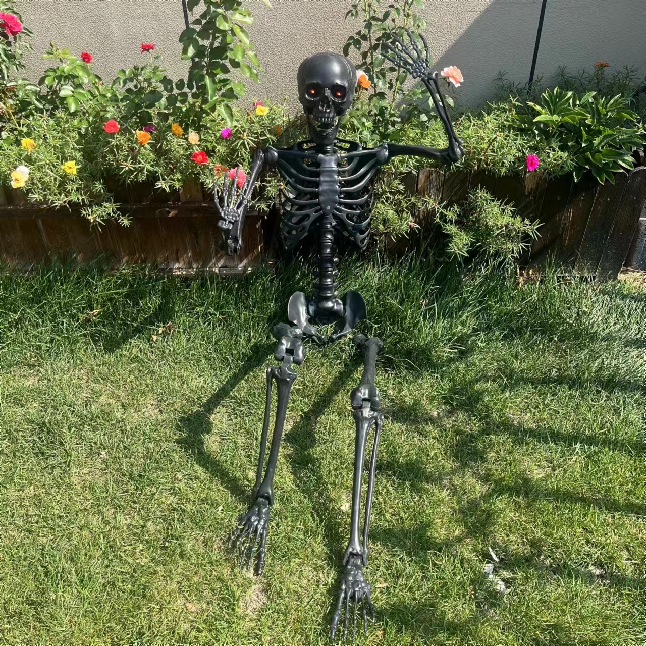 Nuevo producto explosivo Amazon comercio electrónico Halloween esqueleto esqueleto colgando fantasma cuerpo humano negro 170 estante de props esqueleto