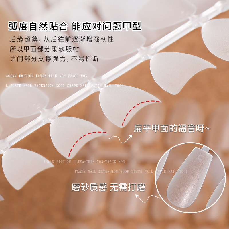 Nuevo parche de uñas de escalera corta ultrafino sin fisuras gota de agua sin molienda parche de uñas falso desgaste extendido tienda de belleza de uñas dedicada