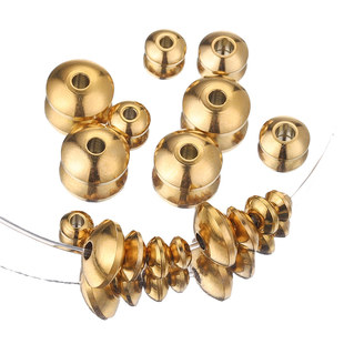 Stainless Steel Abacus Beads Flying Saucer Beads Curved Beads Vacuum Gold-Plated Spacer Beads Positioning Beads DIY Jewelry Accessories Beads