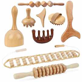 Wooden Massage Roller刮痧木疗按摩杯蘑菇头部刮痧点穴按摩套装