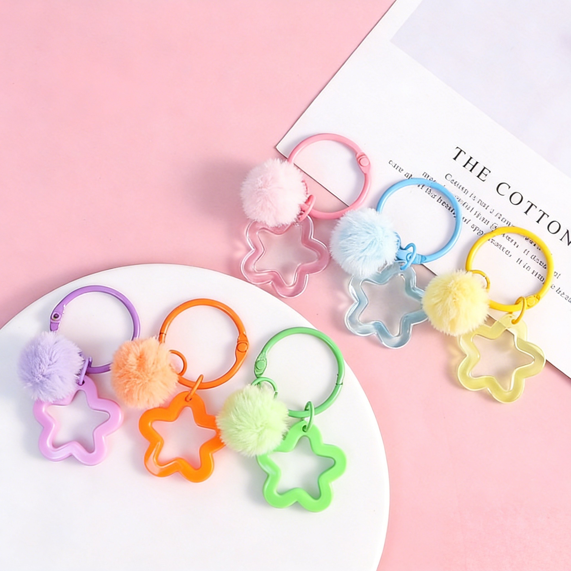 New Transparent Five-Pointed Star Keychain Ins-Style Personalized Pendant Phone Case Earphone Cover Accessory Star Buckle