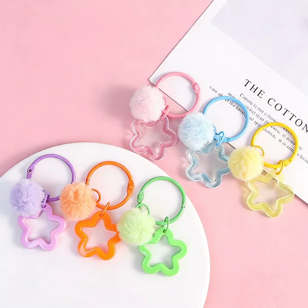 New Transparent Five-Pointed Star Keychain Ins-Style Personalized Pendant Phone Case Earphone Cover Accessory Star Buckle