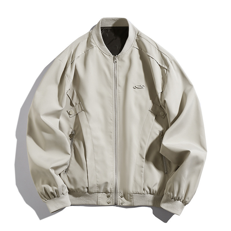 韩路男装侧边活页设计飞行员夹克外套同款春季情侣棒球服上衣q|undefined