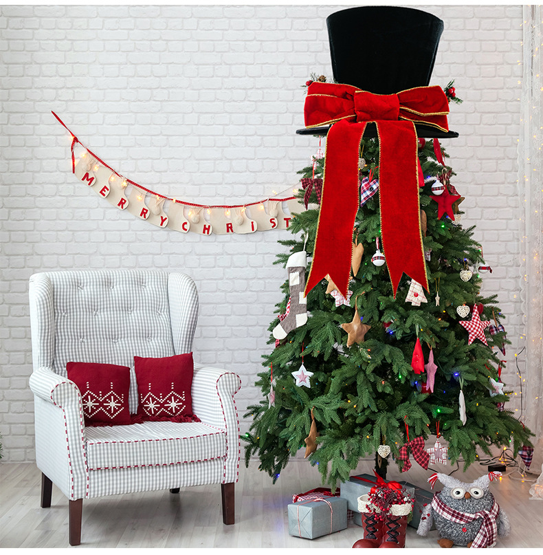 Weihnachtsdekoration Weihnachten Zylinder Bogen Baum Top Stern Urlaub Atmosphäre Weihnachten Baum Anordnung Requisiten_voghion.com