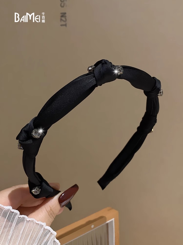 Corea del Sur nuevo rhinestone de alta calidad anudado diadema elegante retro francés tocado moda todo partido horquilla para las mujeres