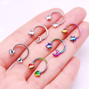Gaibei European and American cross-border personalized punk European and American Nose ring Nose ring star Moon horseshoe ring piercing Nose ring