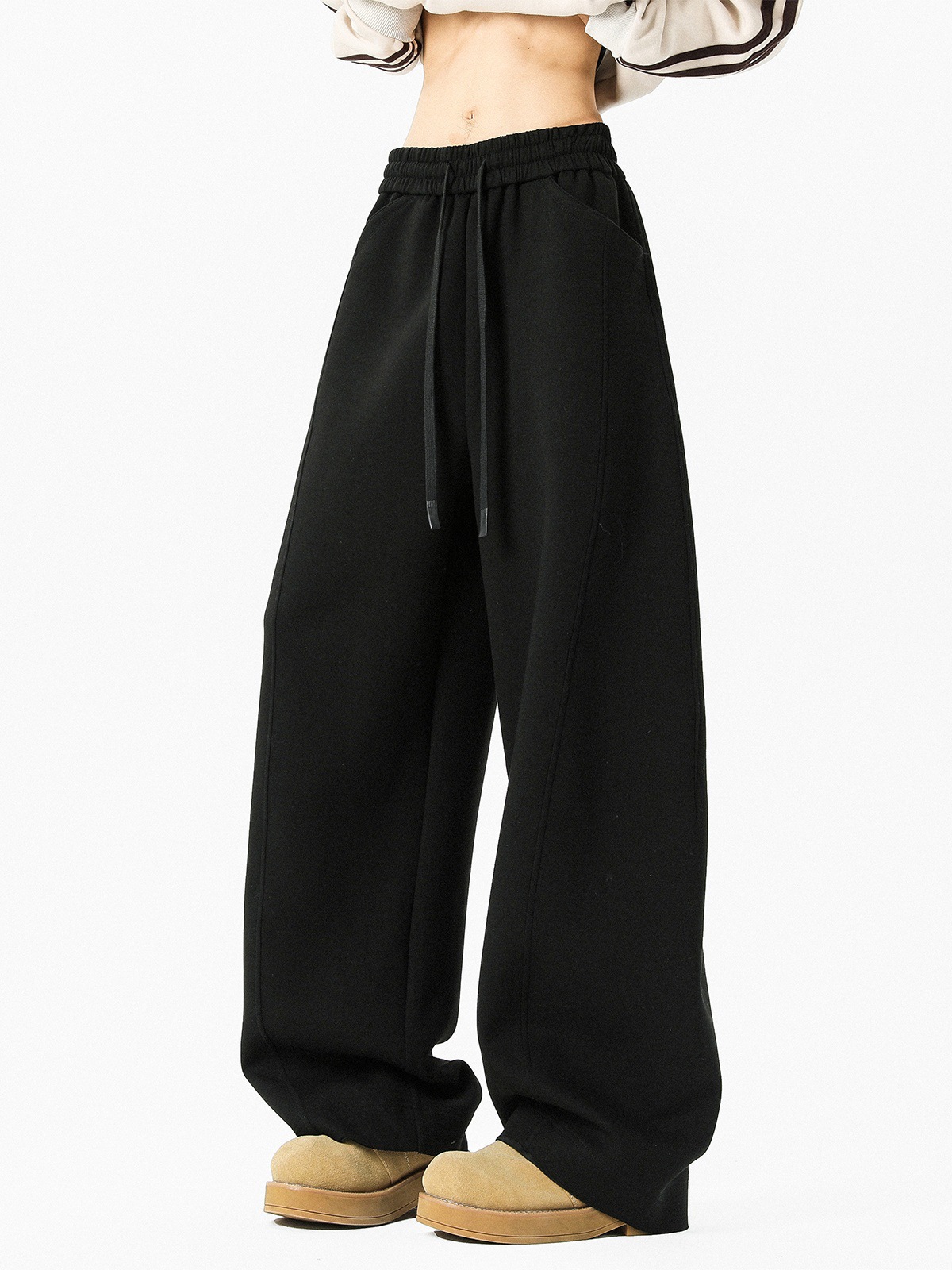 Pantalones deportivos sueltos pesados caídos pantalones casuales de caída de cimeta para hombres pantalones rectos de estilo americano de alta calle