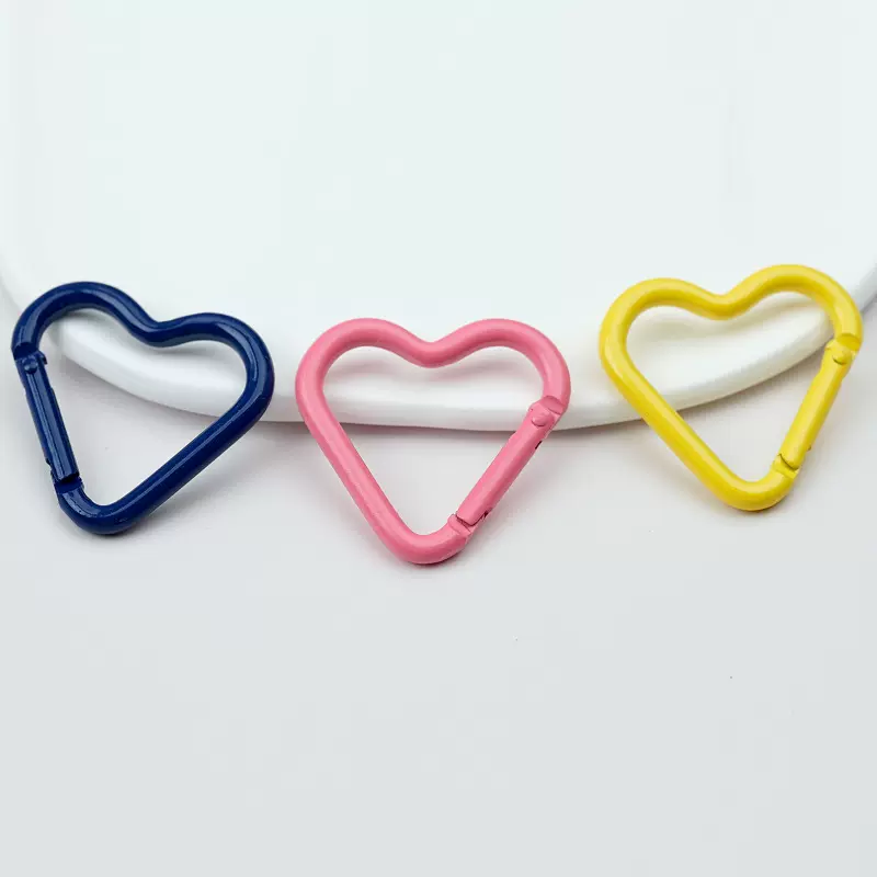 烤漆彩色爱心弹簧扣心形开口弹簧圈钥匙扣DIY饰品配件合金连接环