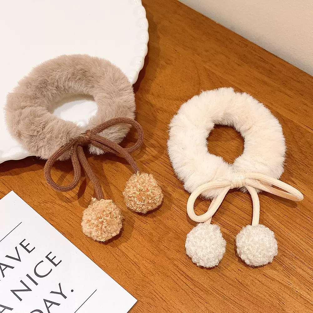 扎头发皮筋女韩版高弹力毛球发绳ins可爱发饰秋冬款毛绒发圈头绳