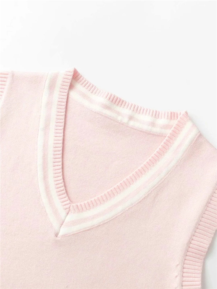 Fashion color matching temperament V-neck knitted vest NSLD27893