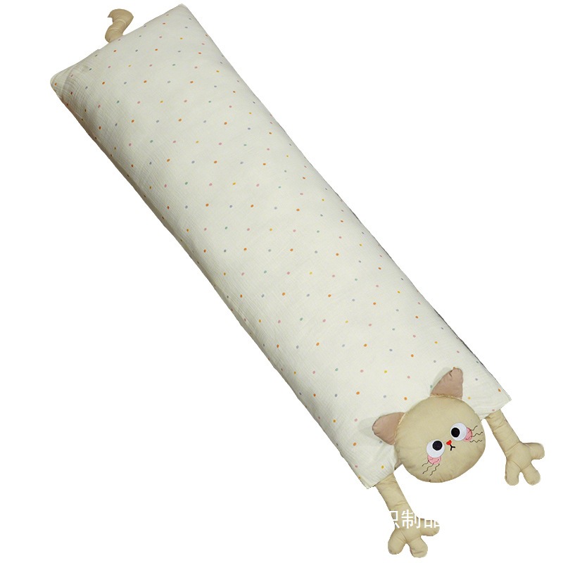 Hilo de doble capa de dibujos animados mano pequeña gato hilo largo almohada de forma especial desmontable para dormir en la cama de las niñas almohada de piernas