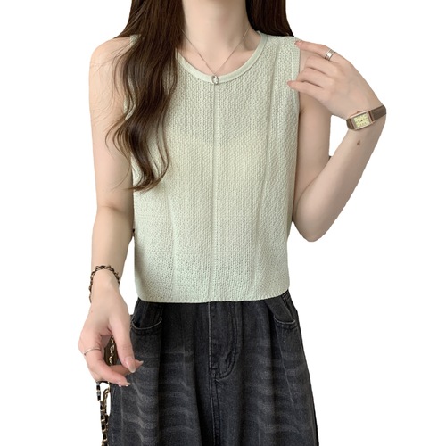 Summer  new Korean style versatile slim short sleeveless inner and outer wear student tops knitted vest for women trendy