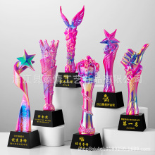 炫彩樹脂獎杯鍍金定 制創意學生舞蹈比賽蛇獎杯年會頒獎典禮刻字