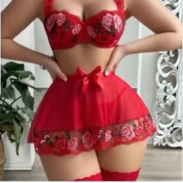 레트로 프렌치 레이스 자수 초박형 잠옷, 매혹적인 메쉬, 슬리밍, 시스루 플리츠, 순수한 욕망 서스펜더 힙 스커트