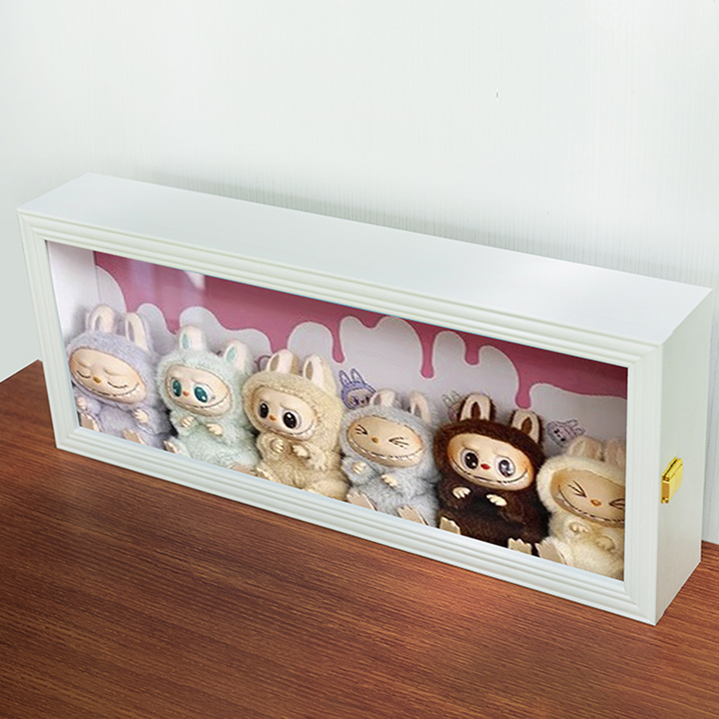 中空フォトフレーム空フレームハンドメイドブラインドボックスバブルマトラブ収納ボックスダストカバーラブブ木製ディスプレイ|undefined