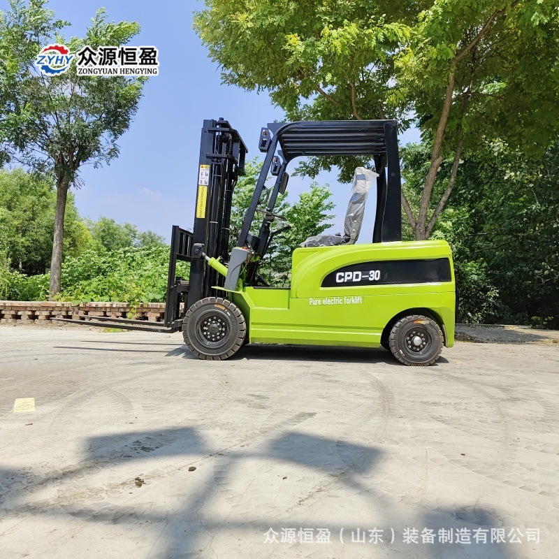 座驾式电动叉车 众源3吨电瓶式自动升降堆高车新能源 四轮电叉车