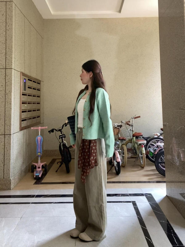 2025新款早秋季绿色软糯针织衫上衣女韩系宽松慵懒风毛衣开衫外套|undefined