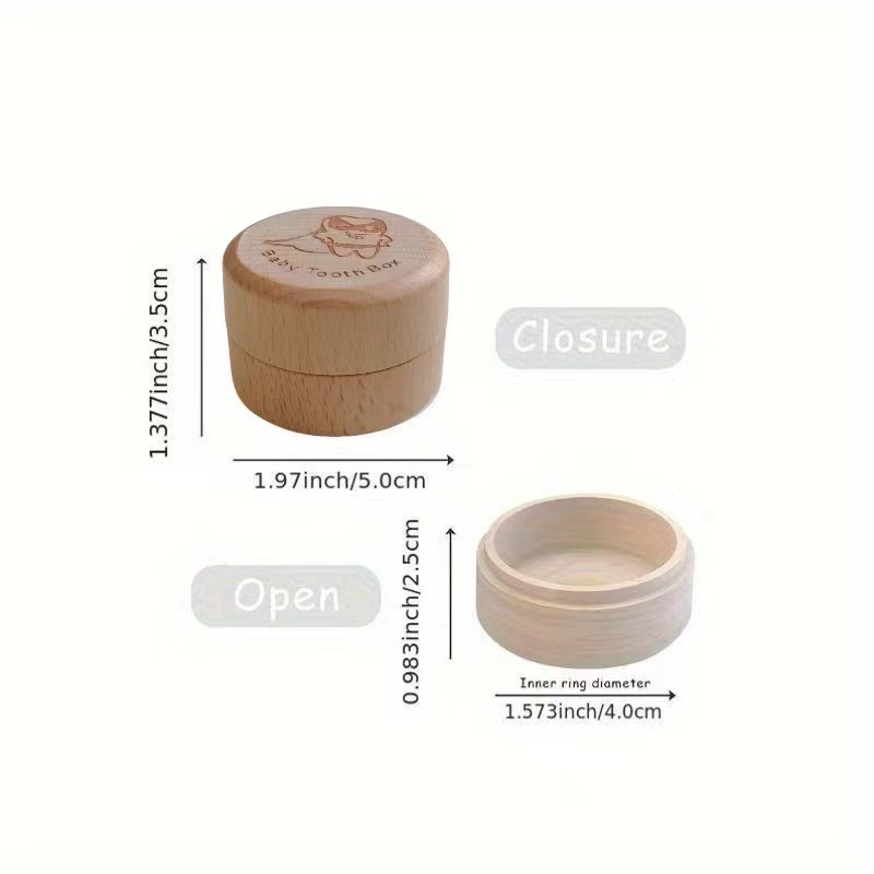 Caja de dientes de leche para niños de madera, caja de cambio de dientes para niños y niñas, caja de almacenamiento conmemorativa de colección de dientes de lanugo para bebés