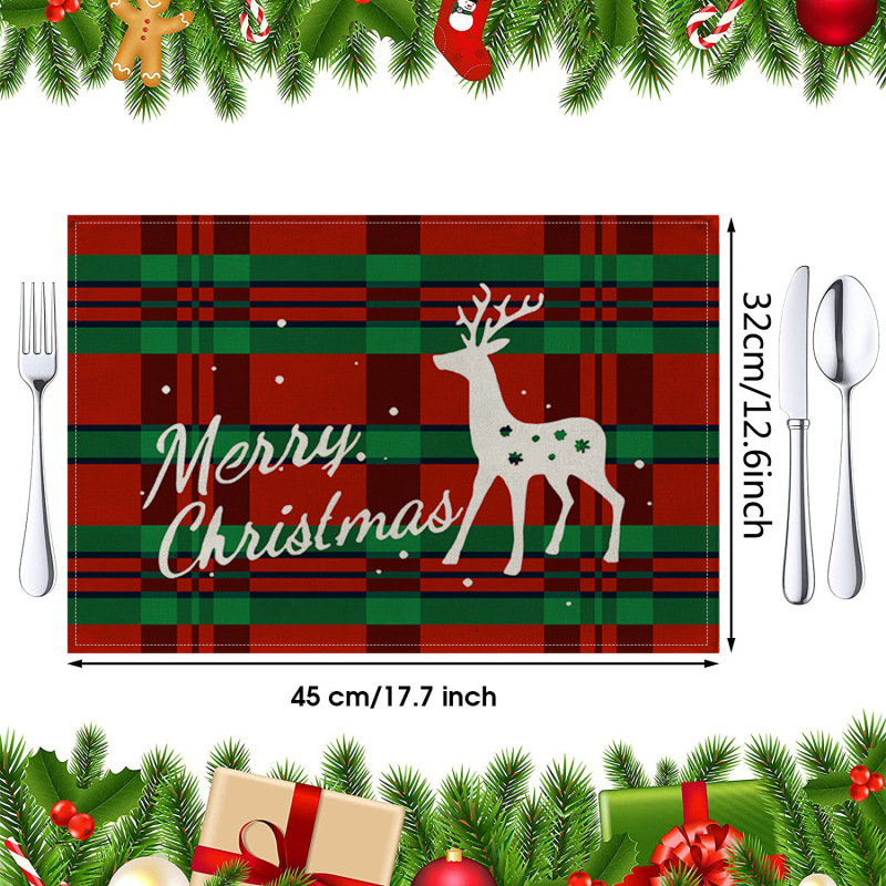 Jity Amazon 人気のクリスマスプレースマット レストラン雰囲気レイアウト テーブルマット リネンプリント断熱マット 洋食マット|undefined