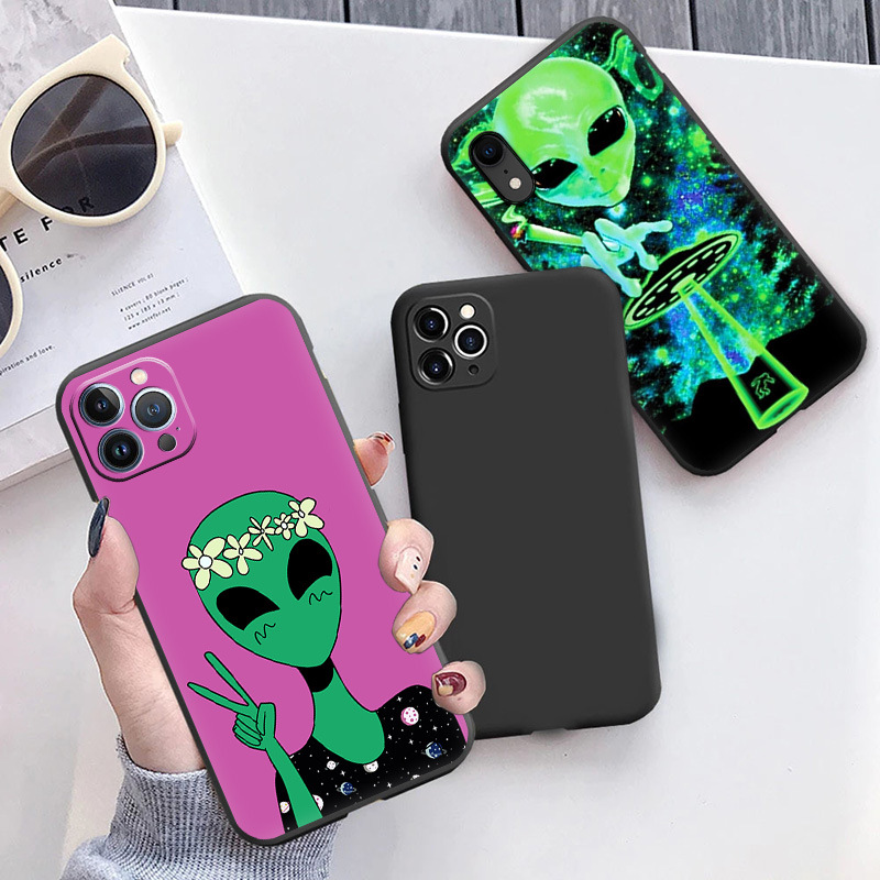 For Apple Iphone Mini Abstract UFO Cute Alien Soft Camera Case