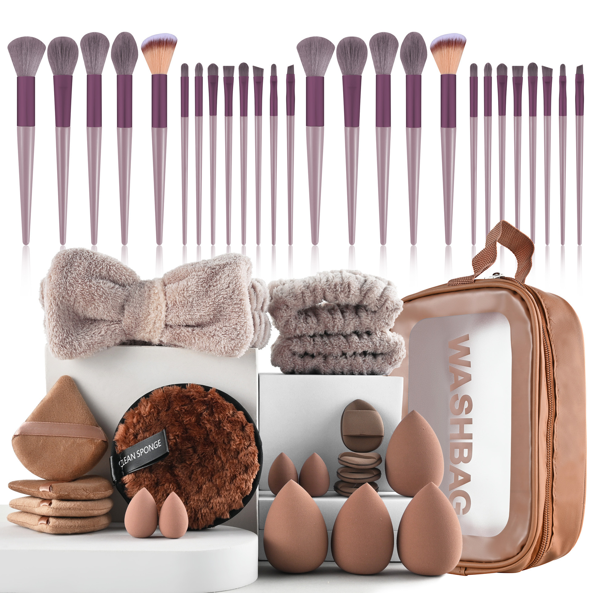Conjunto de polvo personalizado 40pc cepillo grande combinación de lavado de cara maquillaje polvo transfronterizo conjunto completo de 46 herramientas de maquillaje de cepillo