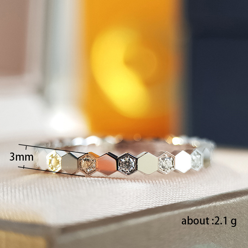Simple Style Geometric Copper Plating Zircon Rings