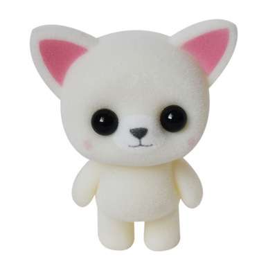 Japonés lindo pequeño animal flocado muñeca de juguete decoración japonés escritorio lindo regalo de la decoración de la joyería