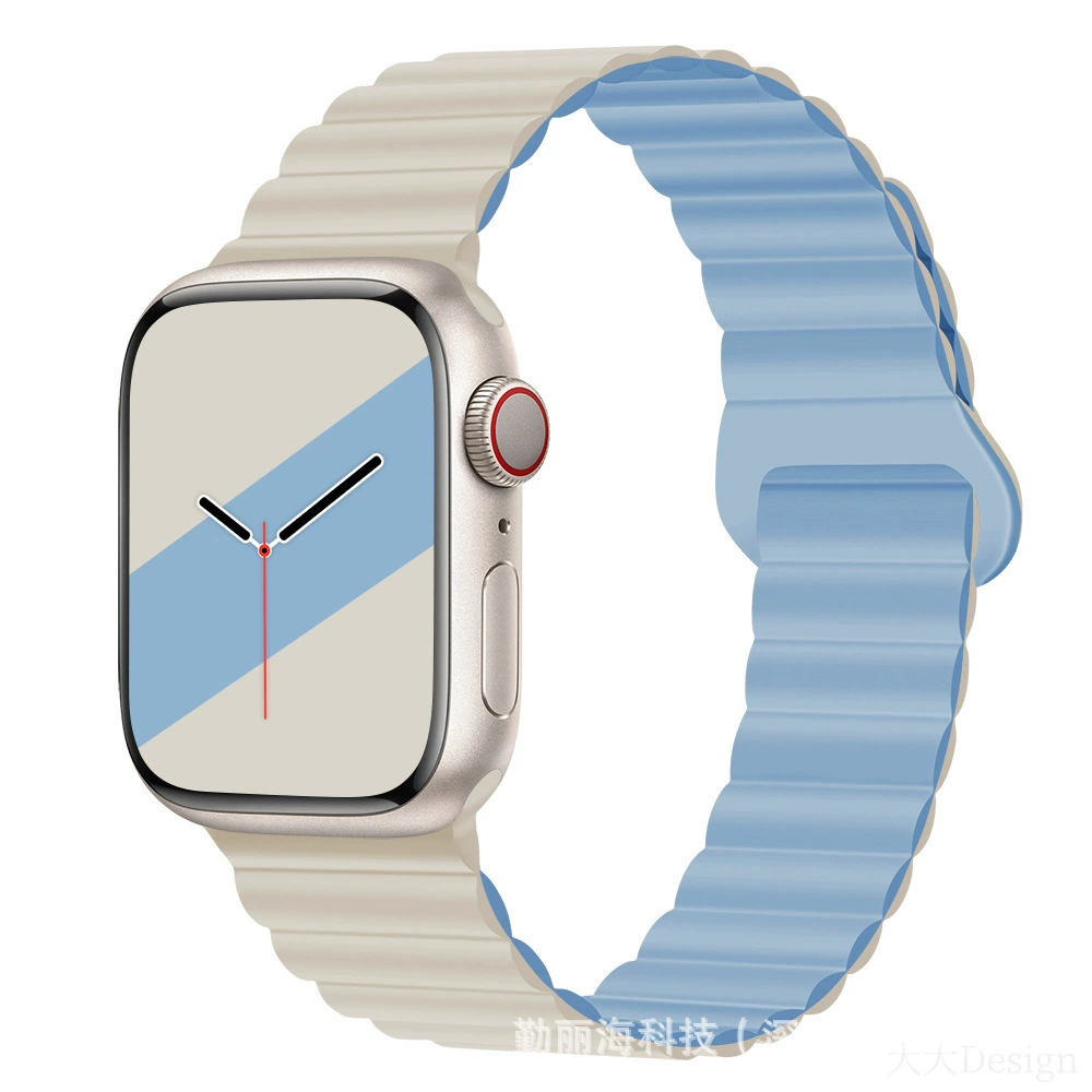 Силиконовый магнитный ремешок для Apple Watch iWatch 10/AppleWatch 9, двухцветный, размеры 38/40/41 & 42/44/45/49 мм