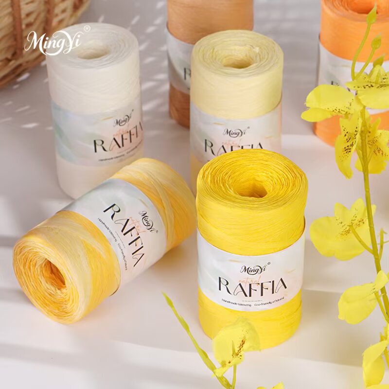Japanese Paper Yarn Weaving Cotton Straw Raffia Paper Straw Crochet Hat Handmade DIY Crochet Yarn Summer Hat Bag