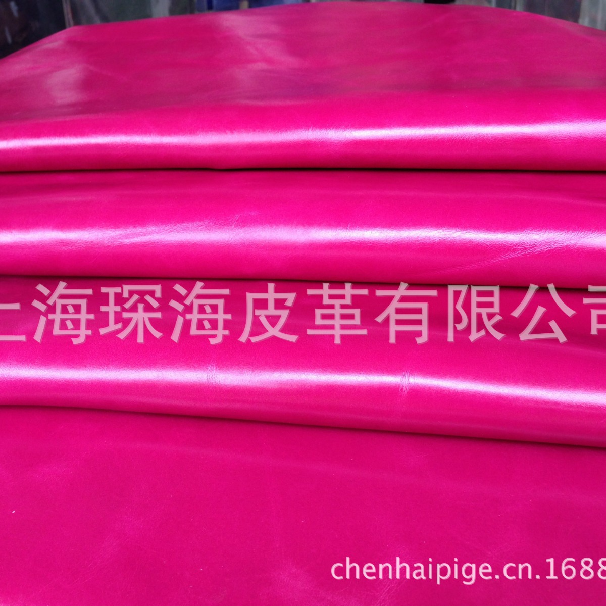 油蜡皮 牛皮面料 皮革皮料 头层牛皮 桃红色 玫红色