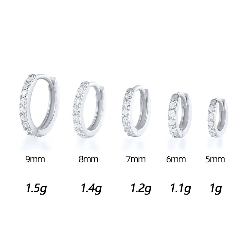 4g Weight 0.03µm Gold Plating Thickness Water Plating Gold Plating Process Copper Ear Needle Material New Ear Buckle Korean Simple Row Zircon Earrings Female Round Small Copper Ear Nails