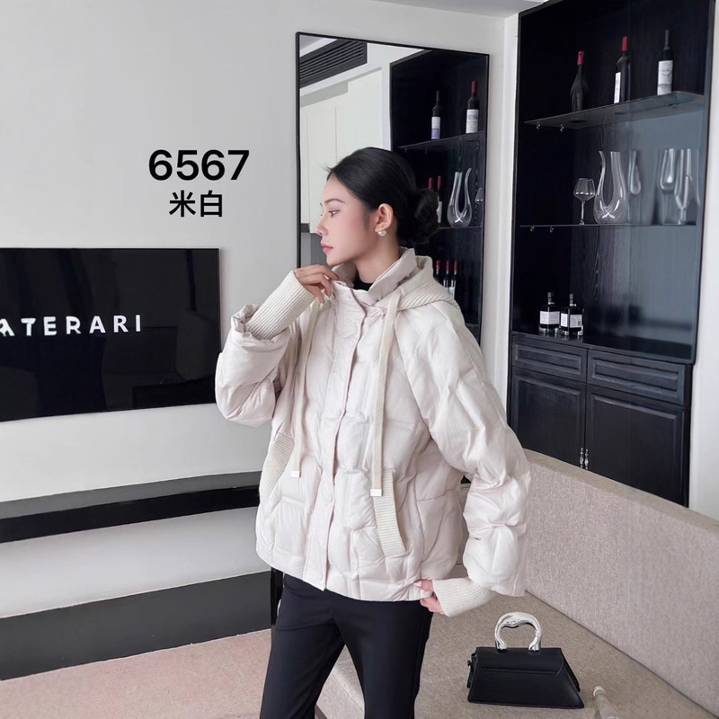 25新款秋冬针织连帽白鸭绒欧货宽松百搭时尚毛线袖女外套|undefined