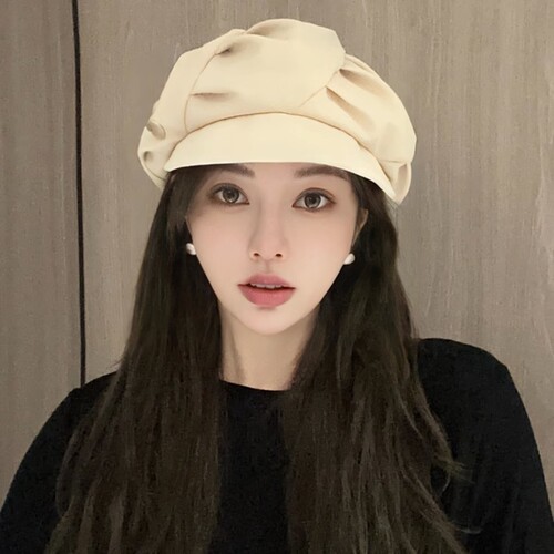 Yunduo Octagonal Hat Beret 2024 New Versatile Painter Hat Big Head Waist Beret Shows Small Face in Autumn and Summer