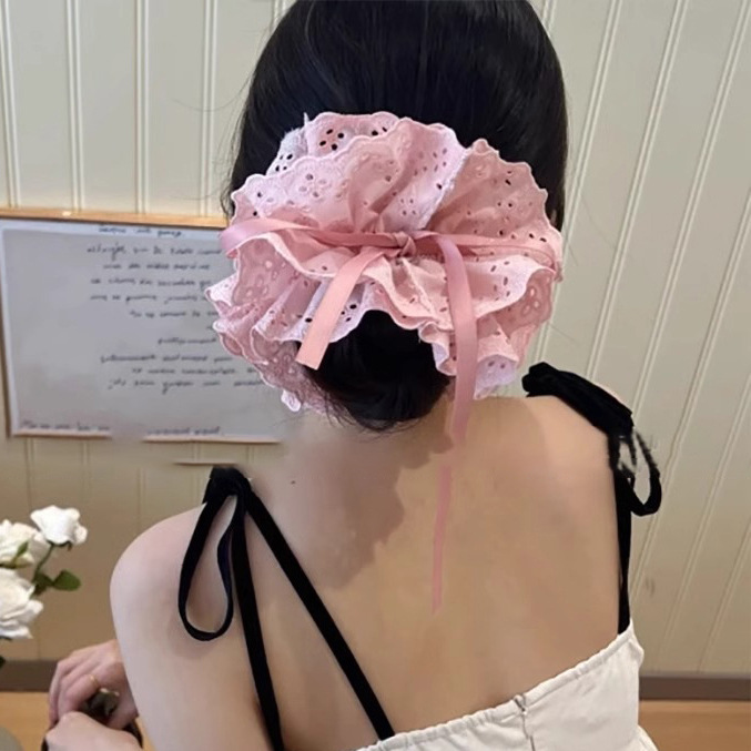 39 핑크 조임끈 레이스 대장 머리끈