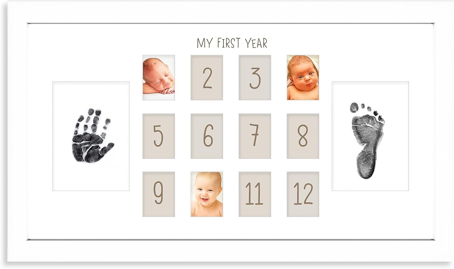 Recién nacido marco conmemorativo madera caja de tinta creativa decoración bebé marco de fotos conmemorativa colgando marco de fotos