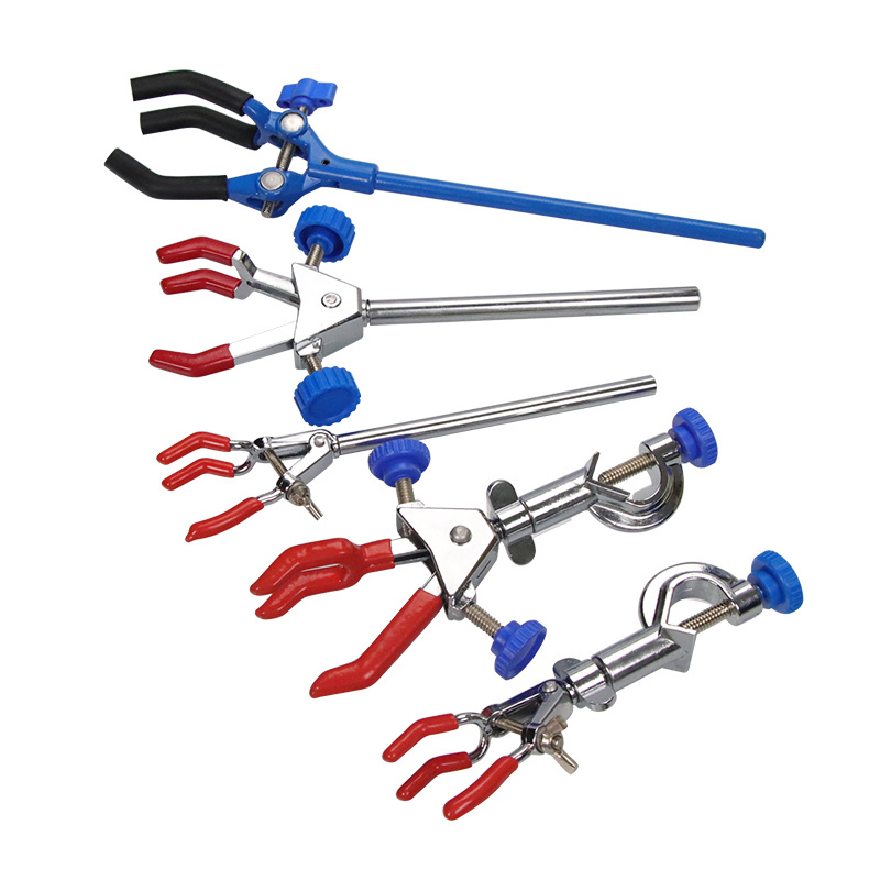 Laboratory single adjustment double adjustment three-claw clamp large small iron rack table cross clamp burning bottle clamp multi-purpose clamp