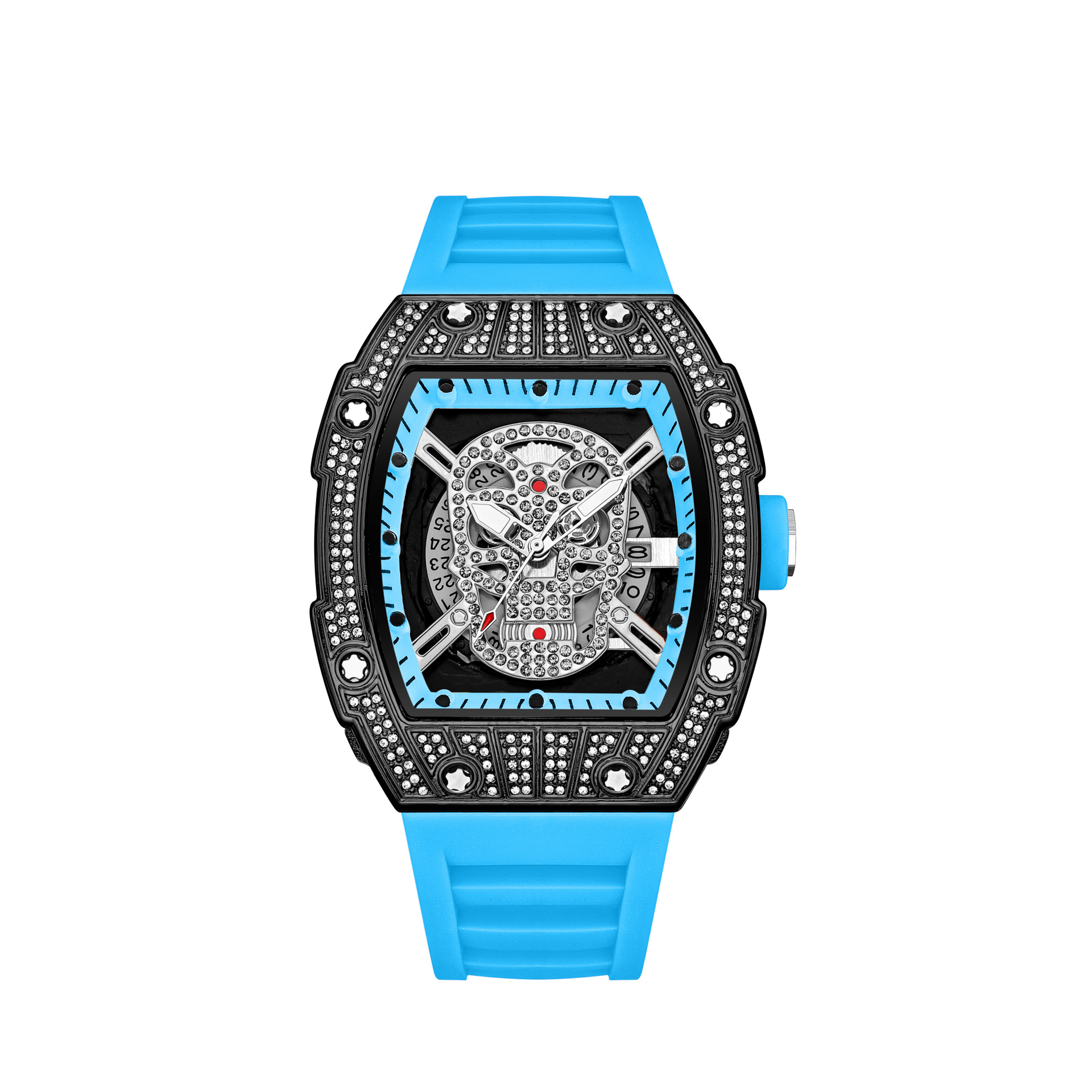 Men's Quartz Watch Starry Sky Diamond Studded Gold Ghost Head Design_voghion.com