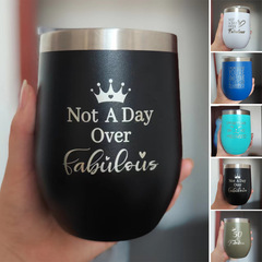 跨境大肚水杯 12OZ蛋殼不鏽鋼紅酒杯 U型雞蛋保溫杯雙層真空蛋殼