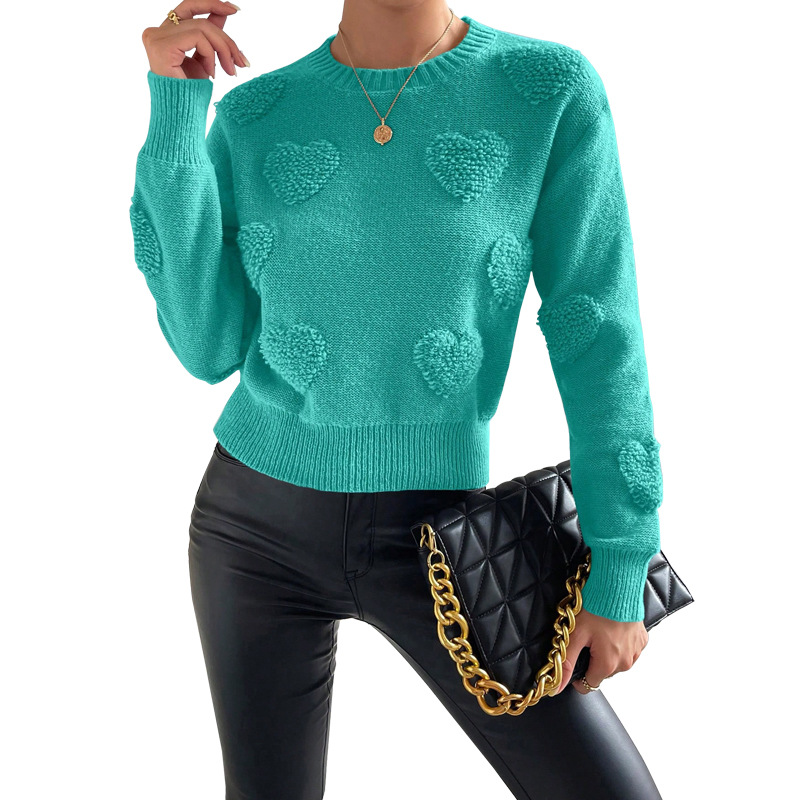 Women's Clothing Women's Heart Shaped Sweater Long Sleeve Pullover Top Autumn Winter For Formal & Casual For Women_ecoleips.com