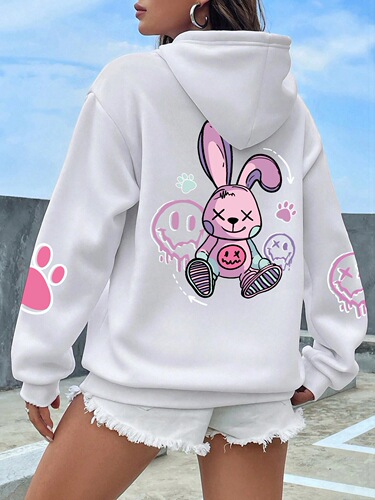 Hip-Hop Street Casual Print Women's Sweatshirt Fashion Loose New Sport Top Winter Fleece Jacket