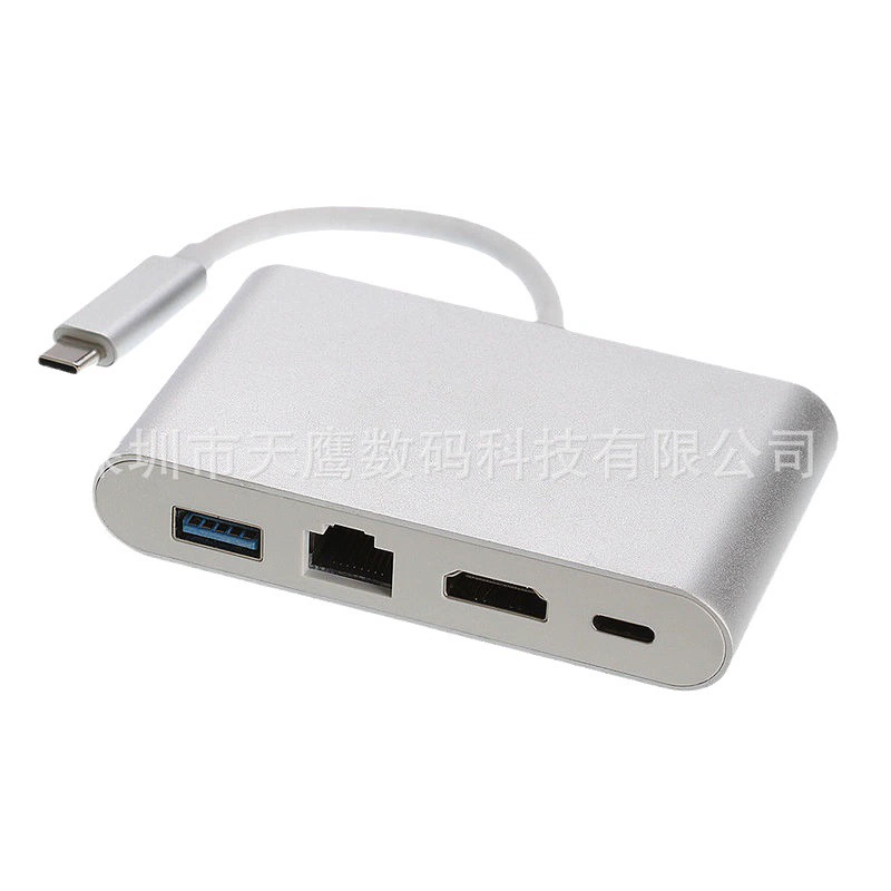 Переходник TYPE-C с HDMI, многомодульный кабель-переходник USB 3.1 в HDMI+RJ45+USB