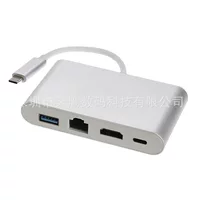 Переходник TYPE-C с HDMI, многомодульный кабель-переходник USB 3.1 в HDMI+RJ45+USB